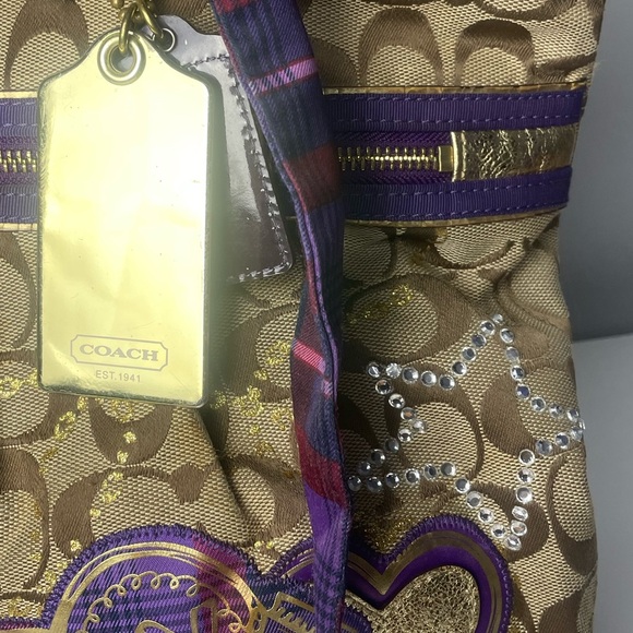 Rare Coach Poppy Signature Applique Tartan Glam Tote - Picture 12 of 16